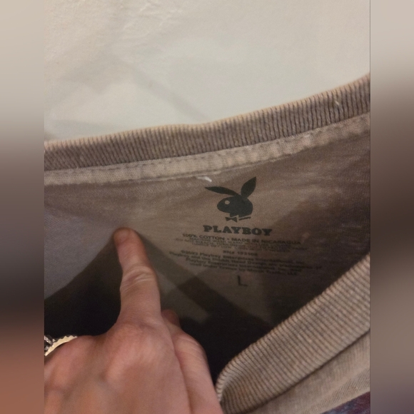 Pop Art Rabbit Head T Shirt Men Small Tan PLAYBOY 1986 Logo - Picture 2 of 4